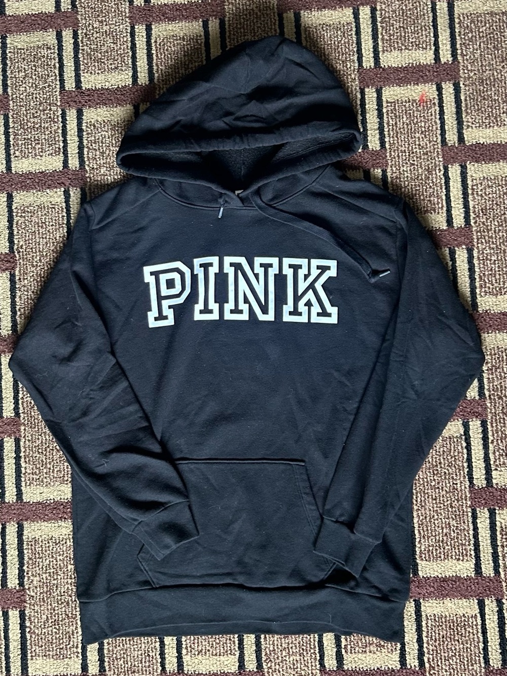 PINK Victoria's Secret Black Hoodie with White Logo